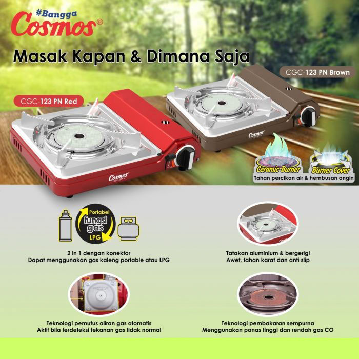 Cosmos Kompor Gas Portable 2in1 1 Tungku - CGC-123 PN RED | CGC123PNRED